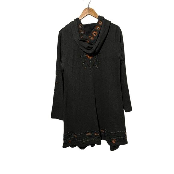 Caite + Athleta Anthropologie Boho Embroidered Floral Duster Hooded Aztec Sweate - Picture 4 of 12